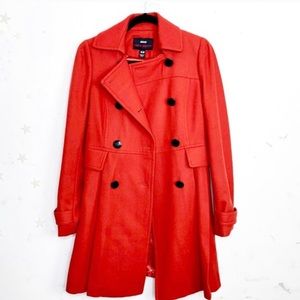 VTG M60 Miss Sixty Double Breasted 60 % Wool Orange  Peacoat Coat